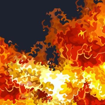 Dark blue background with bright raging fire Stock Illustration