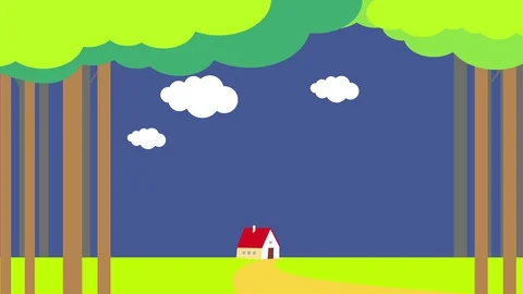 On dark blue background clouds and grass come up from the bottom followed by Stock Footage 129643744