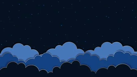 This is a dark blue background with clouds. Stock Illustration
