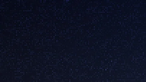 A dark blue background composed of glowing square pixel patterns representing Stock Footage 349058117
