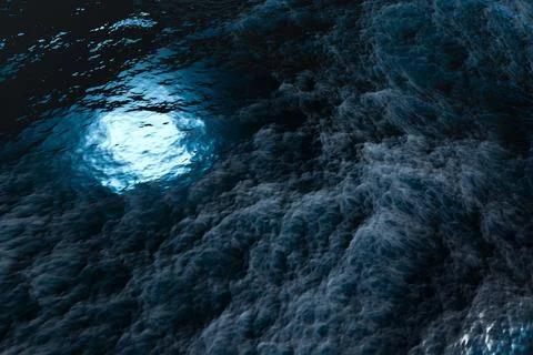 Dark blue background in the form of clouds, abstract. 3D illustration. Illustrazione stock