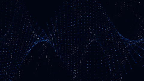 On a dark blue background, glowing blue and white particles twist into a spiral Stock Footage 254848948