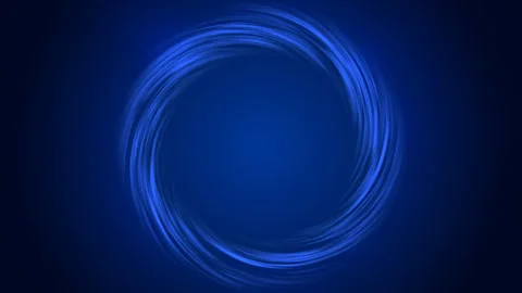 On a dark blue background , glowing lines move in a circle. Abstract animated Stock Footage 252893675