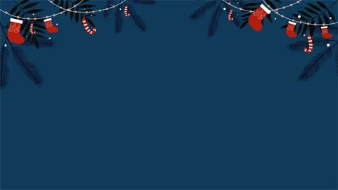 Dark blue background with hanging candy canes and decorations Stock Footage 317872273