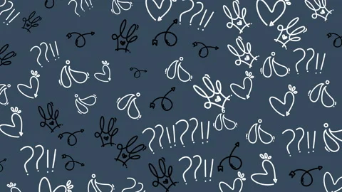 Dark blue background holds whimsical doodles Stock Footage 335222903