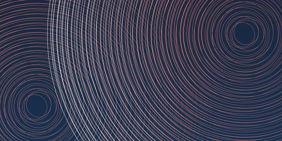 Dark Blue Background with Layers of Concentric Circles in White, Brown and .. Stock Illustration