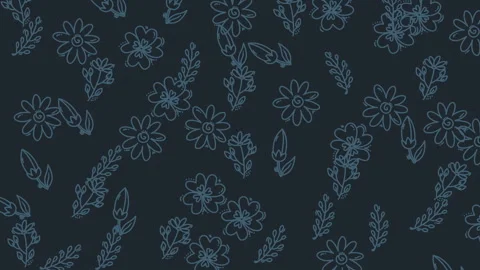 Dark blue background with light blue floral patterns, perfect for elegant design Vídeo Stock 333578551
