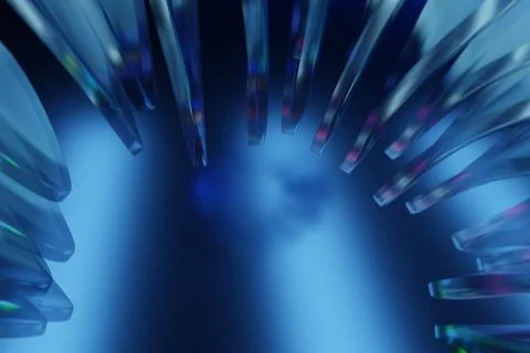 A dark blue background with a lighter blue glow and iridescent Stock Illustration