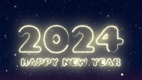 On a dark blue background, the luminous yellow number 2023 appears and changes Stock Footage 250740425