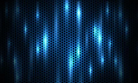 Dark blue background. Navy blue hexagon carbon fiber texture with bright flashes Stock Illustration