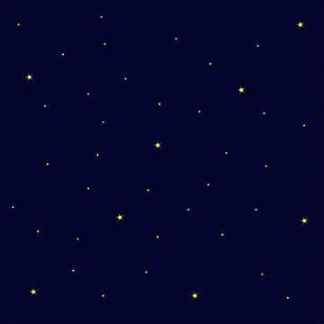 A dark blue background of the night sky with yellow stars. Stock Illustration