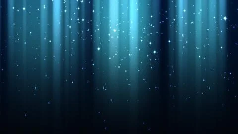 Dark blue background with rays of light, sparkles, night shining starry sky Stock Illustration