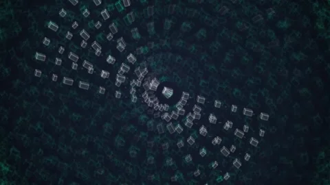Dark Blue Background with Repeating Teal Geometric Square Patterns - Digita.. Stock Footage 348231651