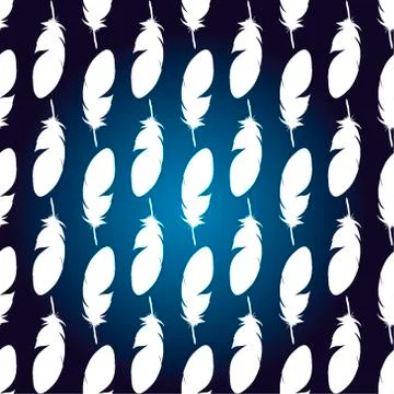 Dark blue background. Seamless background. The feathers. Stylized feathers  Stock Illustration