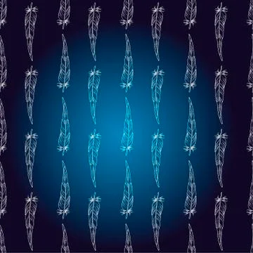 Dark blue background. Seamless background. The feathers. Stylized feathers  Stock Illustration