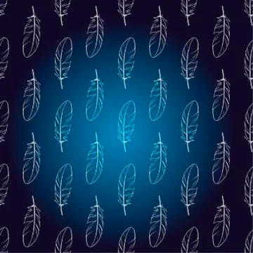 Dark blue background. Seamless background. The feathers. Stylized feathers  Stock Illustration