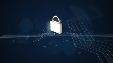 Dark blue background with silver padlock. Stock Illustration