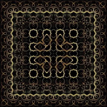 Dark blue bandanna with gold pattern Stockillustratie