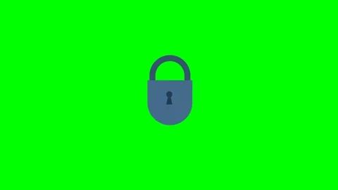 Dark blue barn padlock. Padlock icon. Front view. Simple lock shape when closed Stock Footage 266782122