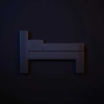 Dark-blue Bed icon isolated on black background. Minimalism concept. 3D ren.. Stock Illustration