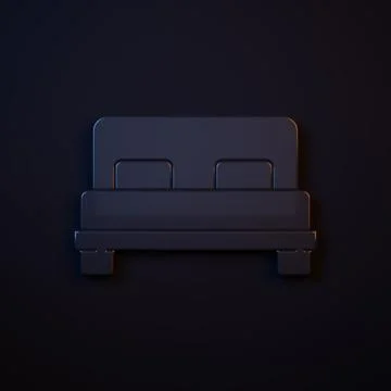 Dark-blue Big bed for two or one person icon isolated on black background. .. Stock Illustration