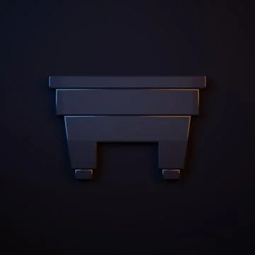 Dark-blue Billiard table icon isolated on black background. Pool table. Min.. Illustrazione stock