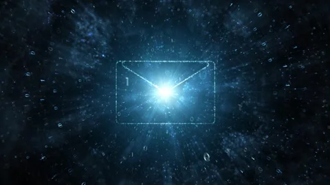Dark blue binary circle data with mail icon loop animation Stock Footage 334807950