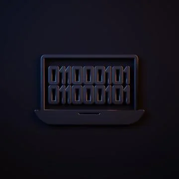 Dark-blue Binary code icon isolated on black background. Minimalism concept.. イラスト素材