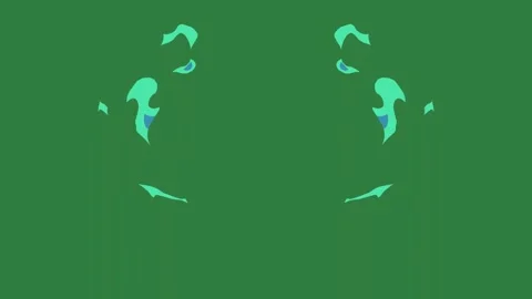 Dark blue bird on two wings arrows clock it the moon in sky isolated on green Video stock 336890008