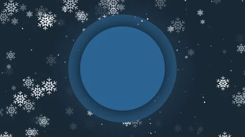 Dark blue with blank circle frame decorated with snowflakes Stock Footage 337698837