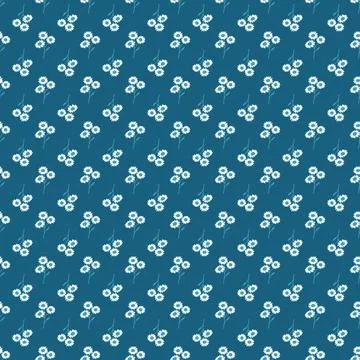 Dark Blue Boho Daisies Seamless Pattern Background Print Stock Illustration