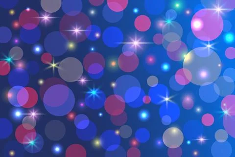 Dark blue bokeh abstract background with lights, stars and sparkles. Copy space. Stock Illustration