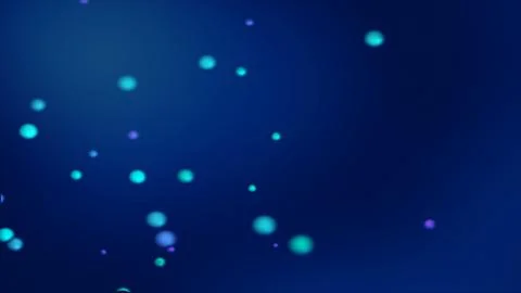 Dark blue bokeh background with blurred glowing bluish spheres Ilustración de archivo