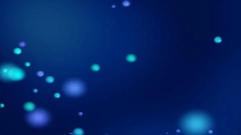 Dark blue bokeh background with blurred glowing bluish spheres Stock Photos