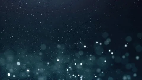 Dark Blue Bokeh Particles Floating in Night Atmosphere Background Stock Footage 343635567