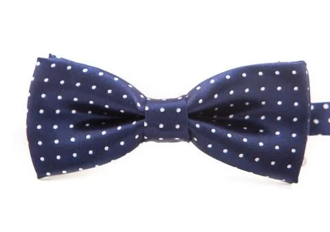 Dark blue bow with white peas on white background, business mood Stockfoto's
