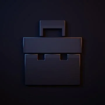 Dark-blue Briefcase icon isolated on black background. Business case sign. .. Stock Illustration