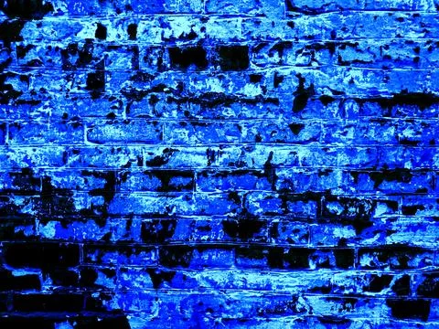 Dark blue bright grunge texture of an old red brick wall with damage Stock Illustration