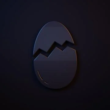 Dark-blue Broken egg icon isolated on black background. Happy Easter. Minim.. イラスト素材