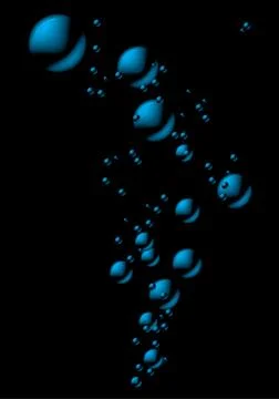 Dark blue bubbles on black background. Stock Illustration