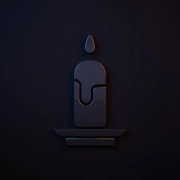 Dark-blue Burning candle icon isolated on black background. Cylindrical can.. Stock Illustration