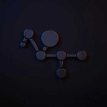 Dark-blue Cannabis molecule icon isolated on black background. Cannabidiol .. Stock Illustration