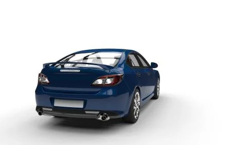 Dark Blue Car - Back View Stock Illustration
