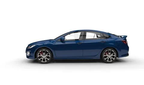 Dark Blue Car - Side View Stock Illustration