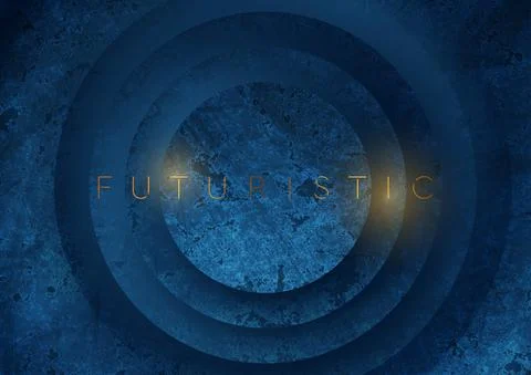 Dark blue circles abstract tech grunge background Illustrazione stock