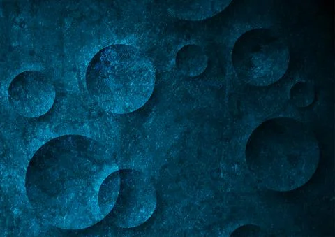 Dark blue circles abstract tech grunge background Illustrazione stock