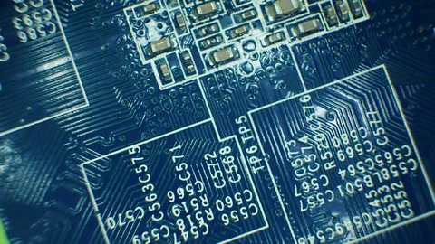 Dark Blue circuit board electronic hi-tech. Beautiful chip background 動画素材 93049284