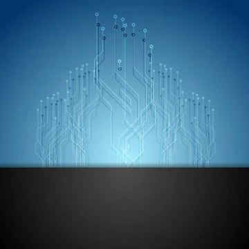 Dark blue circuit board tech background Stock Illustration