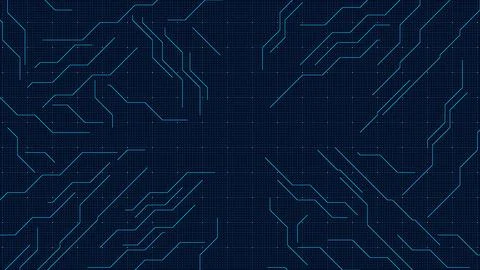 Dark Blue Circuit Frame with Open Center Vector Stock Illustration