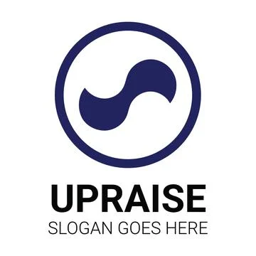 Dark blue circular with an abstract wave shape, featuring the word uppraise. Illustrazione stock